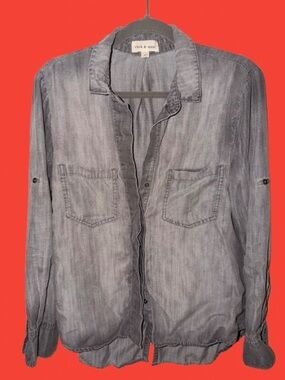 cloth & stone Washed Gray Button-Up Top | Size M